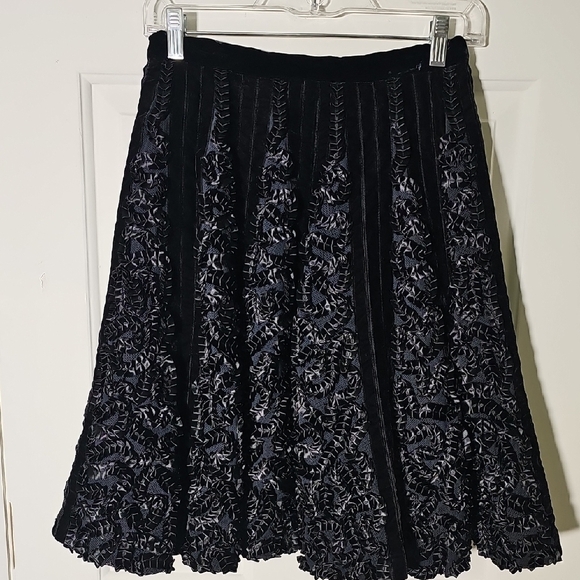 Dkny Vintage Y2K Party Skirt. Elegant Black Velvet Ruffled Ribbon. Size 6 - Picture 1 of 10